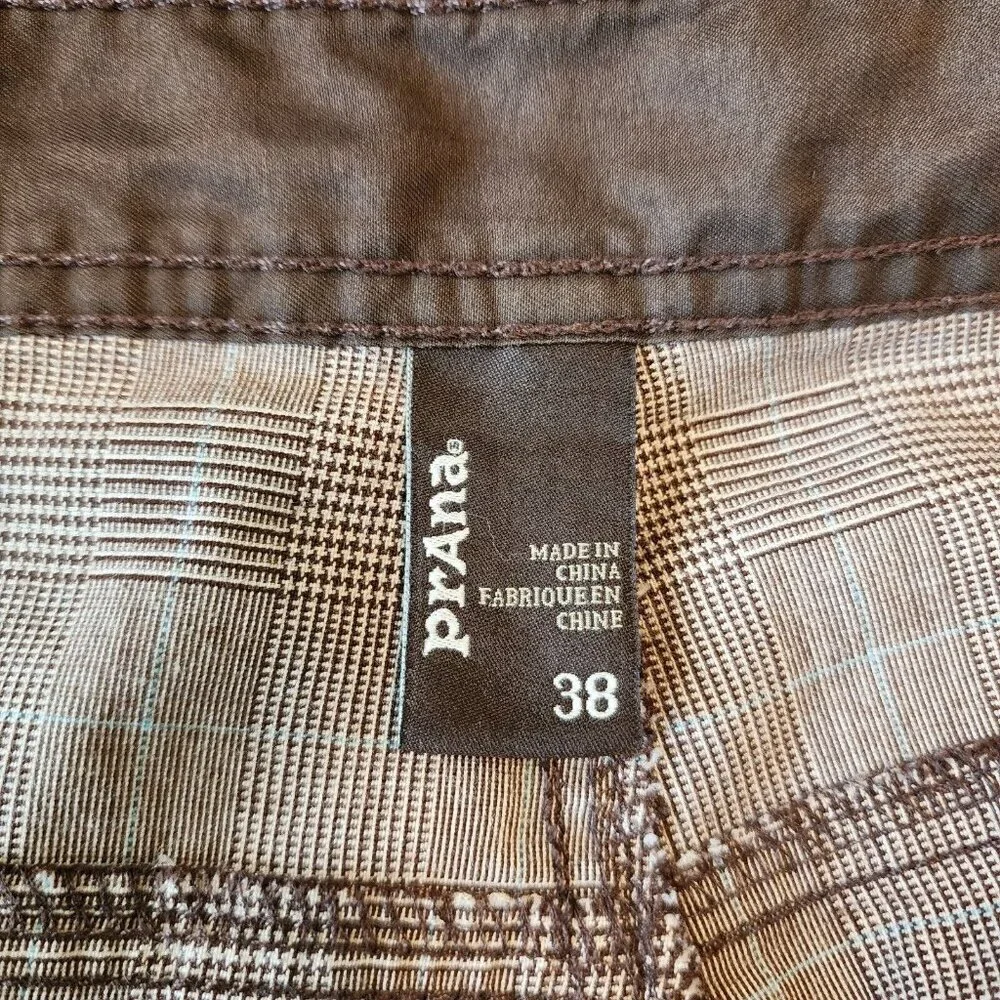 Prana Brown Plaid Lightweight Casual Chino Shorts Mens Outdoor Hiking 38 - Picture 7 of 12
